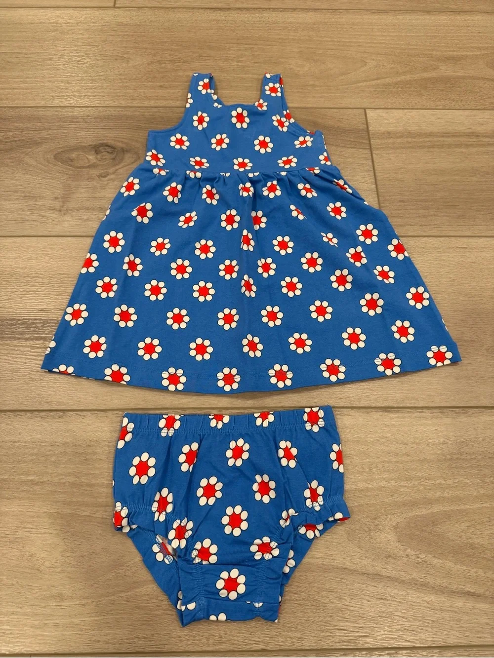 NWOT Hanna Andersson Sleeveless Bow Back Skater Dress with Pockets Bloomers 2T
